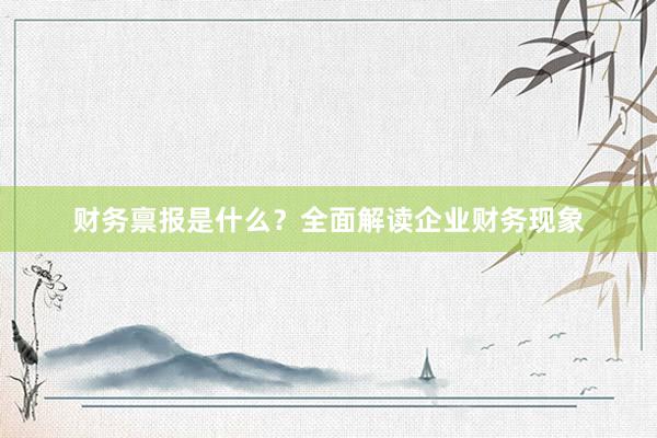财务禀报是什么？全面解读企业财务现象